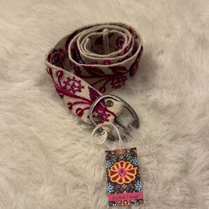 Alma/Soul Pink/Black/Cream Embroidered Handmade Belt Size L NWT